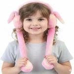 Moving Rabbit Earmuffs Glow-in-the-Dark Plush Ear Warmers with Moving Bunny Ears