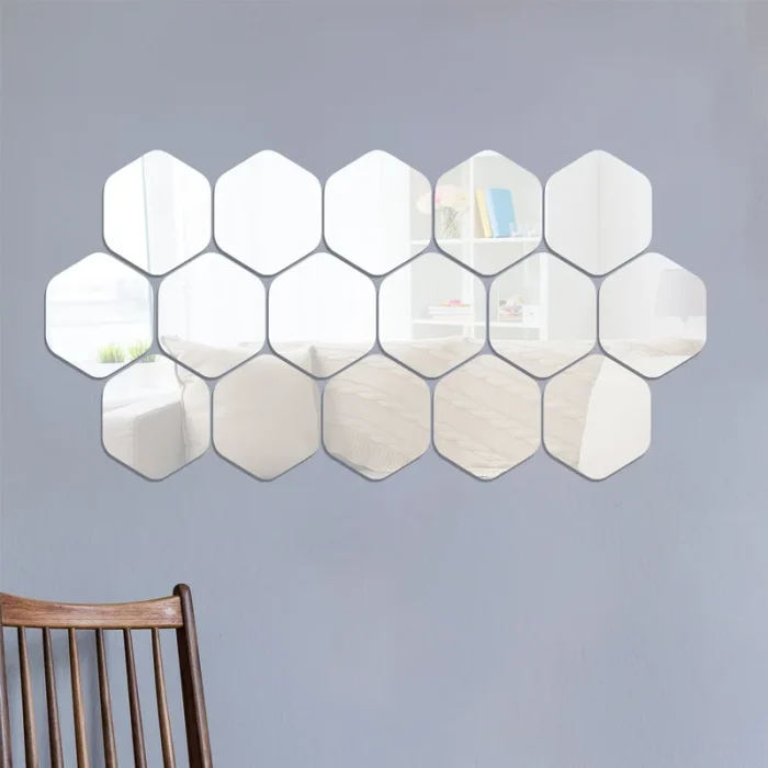 12Pcs Hexagon Acrylic Mirror Wall Stickers for Home Decoration - Image 6