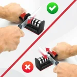 Knife Sharpeners for Kitchen Knives– Stainless Steel 4 in1 Kitchen Knife Sharpener – Ergonomic and Easy to Use Knife Sharpening - Image 3