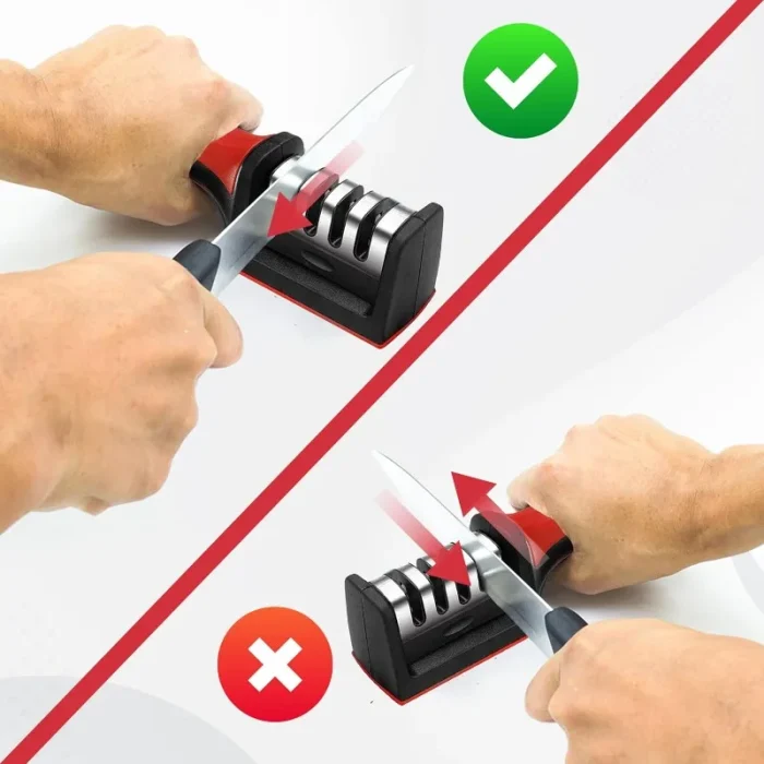 Knife Sharpeners for Kitchen Knives– Stainless Steel 4 in1 Kitchen Knife Sharpener – Ergonomic and Easy to Use Knife Sharpening - Image 3