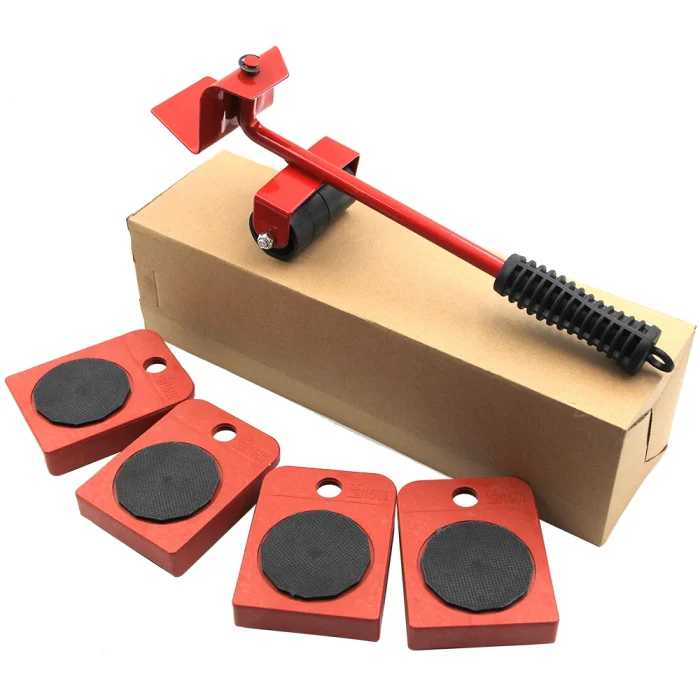 5Pcs Heavy Duty Furniture Lifter Mover Roller with Wheel Bar - Image 7