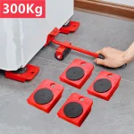 5Pcs Heavy Duty Furniture Lifter Mover Roller with Wheel Bar - Image 2