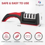 Knife Sharpeners for Kitchen Knives– Stainless Steel 4 in1 Kitchen Knife Sharpener – Ergonomic and Easy to Use Knife Sharpening - Image 4