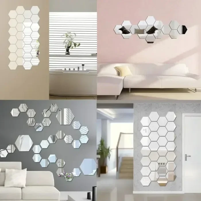 12Pcs Hexagon Acrylic Mirror Wall Stickers for Home Decoration - Image 4