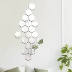 12Pcs Hexagon Acrylic Mirror Wall Stickers for Home Decoration
