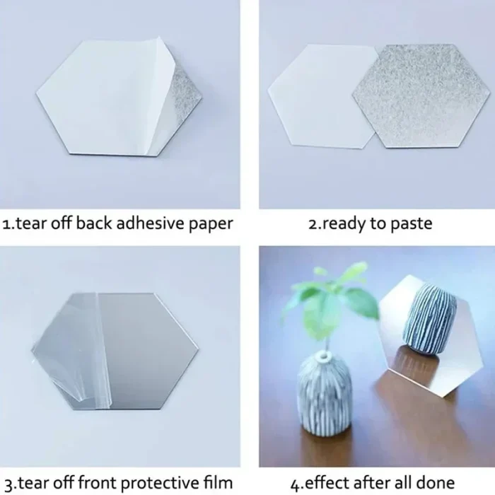 12Pcs Hexagon Acrylic Mirror Wall Stickers for Home Decoration - Image 5