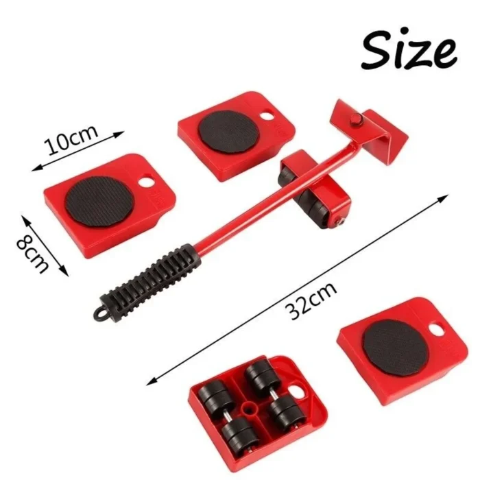 5Pcs Heavy Duty Furniture Lifter Mover Roller with Wheel Bar - Image 6
