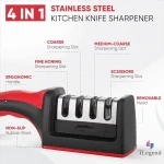 Knife Sharpeners for Kitchen Knives– Stainless Steel 4 in1 Kitchen Knife Sharpener – Ergonomic and Easy to Use Knife Sharpening - Image 2