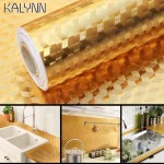Gold Self Adhesive Wallpaper Metal Look Kitchen Oil Waterproof Contact Paper Peel and Stick DIY Decor Shelf Liner Sticker  1-10M - Image 4