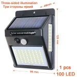 PIR Motion Sensor 100LED Sunlight Control 3 Sided Solar Energy Street Light Yard Path Home Garden Solar Power Lamp Wall Light - Image 6