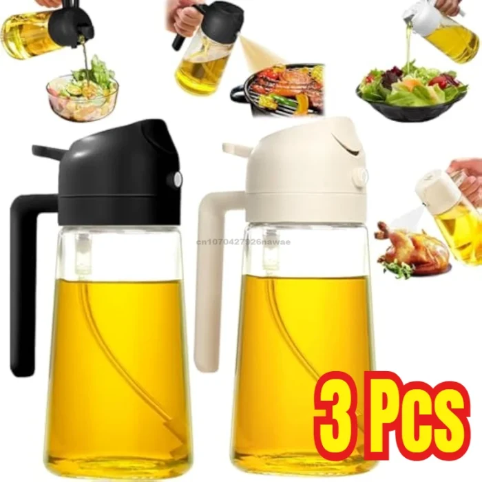 2 In1 Oil Spray Bottle Plastic Kitchen Barbecue Cooking Olive Oil Dispenser Oil Jar Baking Vinegar Soy Sauce Spray Container - Image 1