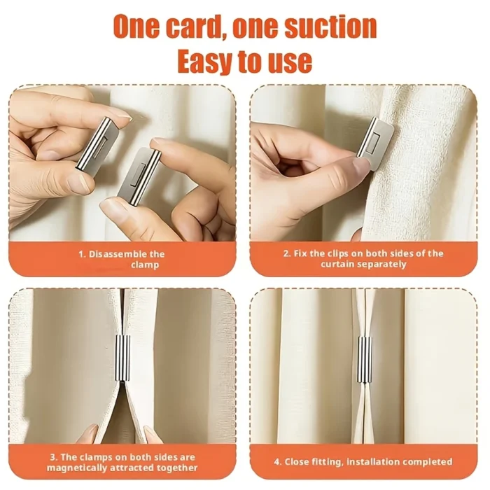 15 Pairs Magnetic Curtain Clips Detachable Strong Drapery Weights No-Sew Curtain Closure Buttons for Room Darkening - Image 6