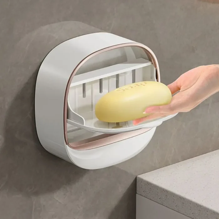 Wall Mounted Soap Dish With Drainage Box Waterproof Punch-Free Bathroom Drain Soap Box Soap Storage Case Bathroom Accessories - Image 5