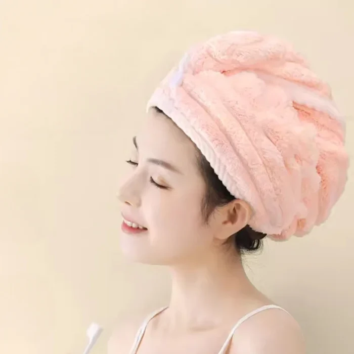 Wavy Pattern Hair Dry Hat Women's Thickened Water-Absorbent Hair Dry Hat Women's Cute Shower Cap Dry Hair Towel - Image 3