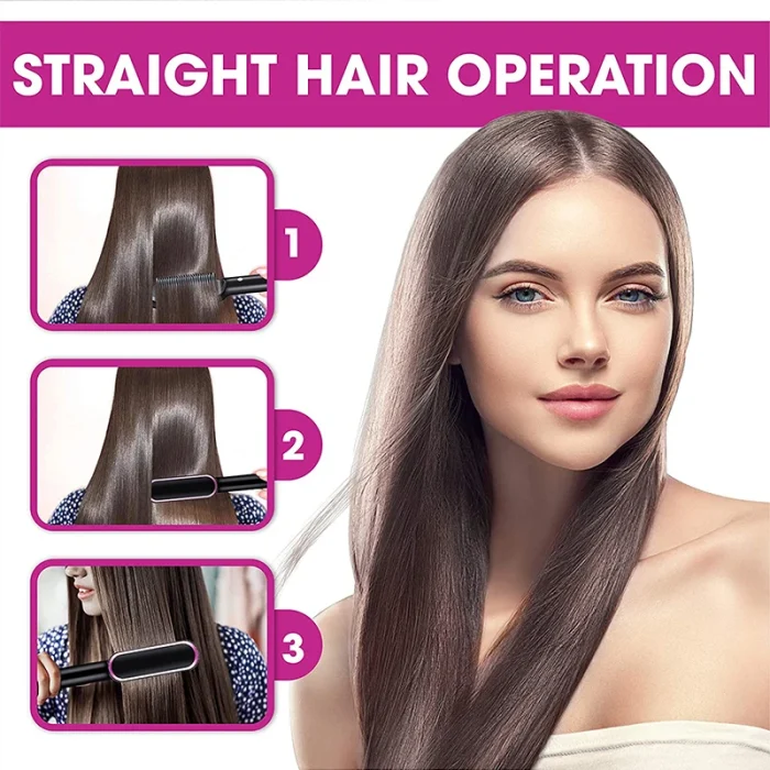 New Dual-Purpose Heated Straightening And Curling Comb With Negative Ions That Won’T Damage Your Hair Hair Straightenercomb - Image 2