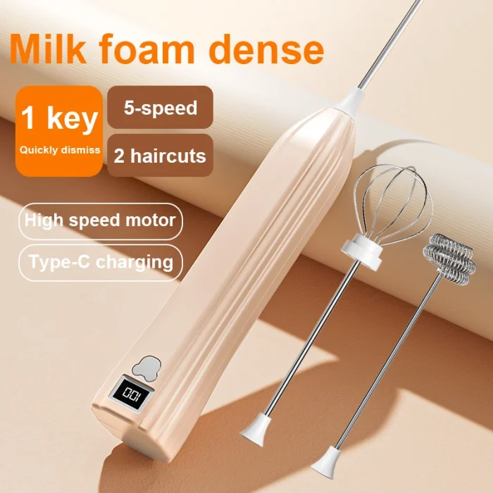 Wireless Electric Milk Frother 5 Speed – Type-C Rechargeable Milk Foamer - Image 2