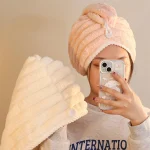 Wavy Pattern Hair Dry Hat Women's Thickened Water-Absorbent Hair Dry Hat Women's Cute Shower Cap Dry Hair Towel - Image 4