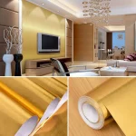 Gold Self Adhesive Wallpaper Metal Look Kitchen Oil Waterproof Contact Paper Peel and Stick DIY Decor Shelf Liner Sticker  1-10M - Image 6