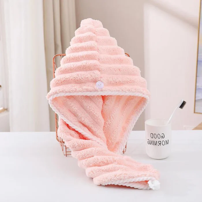 Wavy Pattern Hair Dry Hat Women's Thickened Water-Absorbent Hair Dry Hat Women's Cute Shower Cap Dry Hair Towel - Image 5