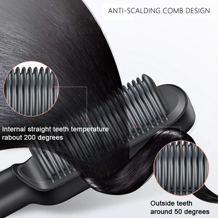 New Dual-Purpose Heated Straightening And Curling Comb With Negative Ions That Won’T Damage Your Hair Hair Straightenercomb - Image 4