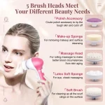 Electric 5-in-1 Facial Cleansing Brush, Multi-functional Rotating Massage Pore Cleansing Beauty Device Pore Cleaner - Image 4