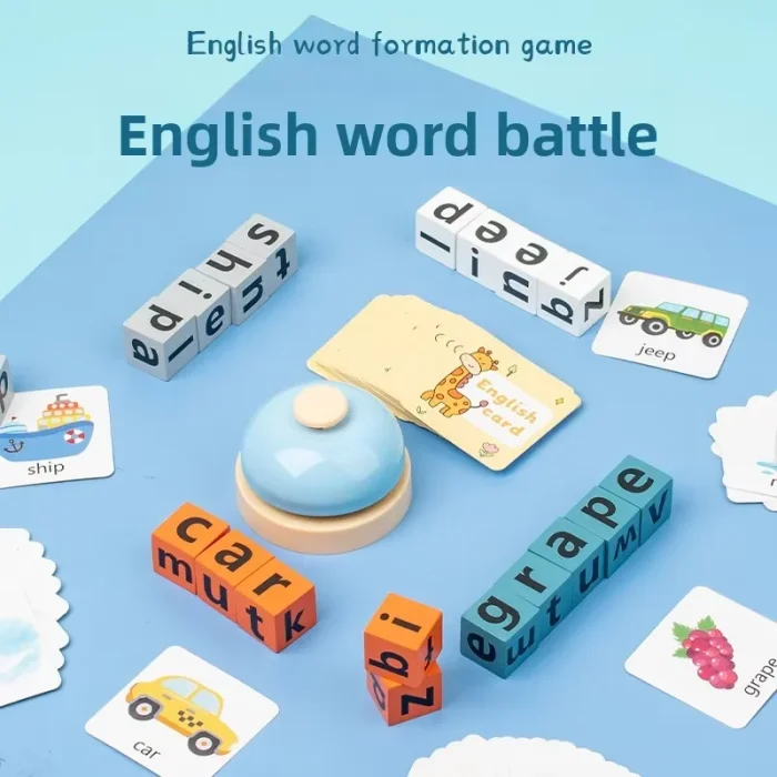 Alphabet Letter Blocks Word Spelling Game – Montessori Phonics Educational Toy - Image 1