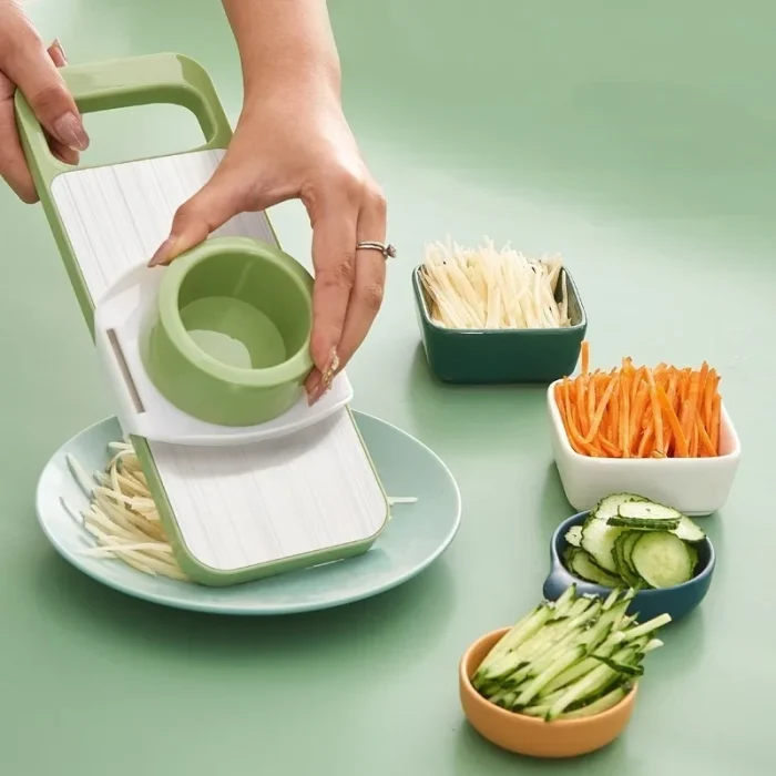 5 in 1 Vegetable Cutter Multifunctional  – Stainless Steel Manual Slicer, Grater & Chopper - Image 1