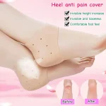 1pair Invisible Height Increase 5CM Silicone Socks Gel Heel Pads Orthopedic Arch Support Heel Cushion Insoles Foot Massage Pad