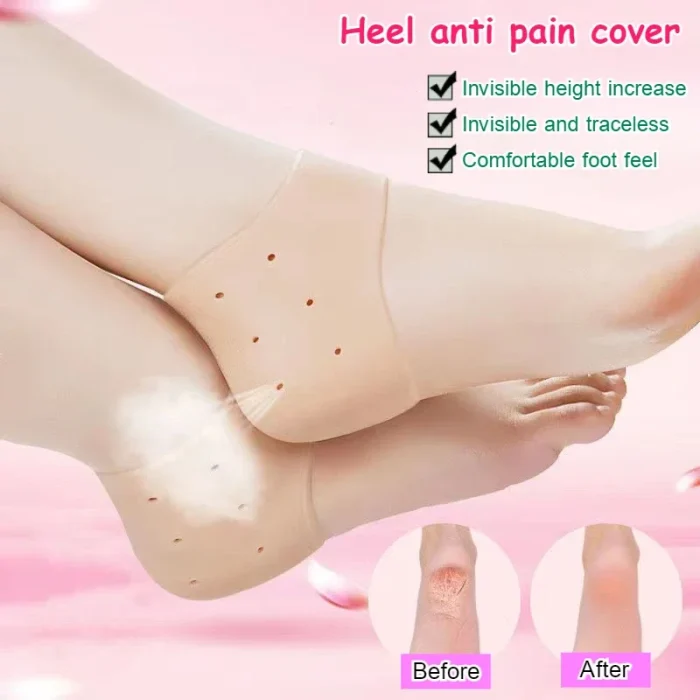 1pair Invisible Height Increase 5CM Silicone Socks Gel Heel Pads Orthopedic Arch Support Heel Cushion Insoles Foot Massage Pad - Image 1