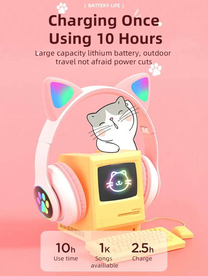 Cat Ear Wireless Headphones Jerry 5.0 – Bluetooth Music & Gaming Headset - Image 5