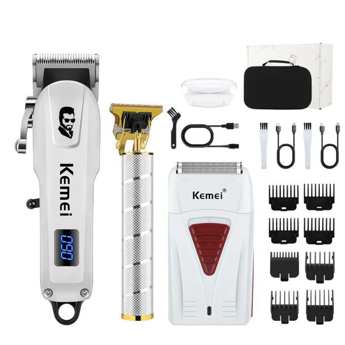 Kemei 2290 2293 Professional Cordless Electric Hair Cutting Kit Hair Clipper Men Barber Fade Clipper and Zero Gapped Trimmer Set - Image 1