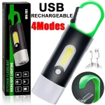 Portable COB Keychain Flashlight – USB Rechargeable Mini LED Work Light