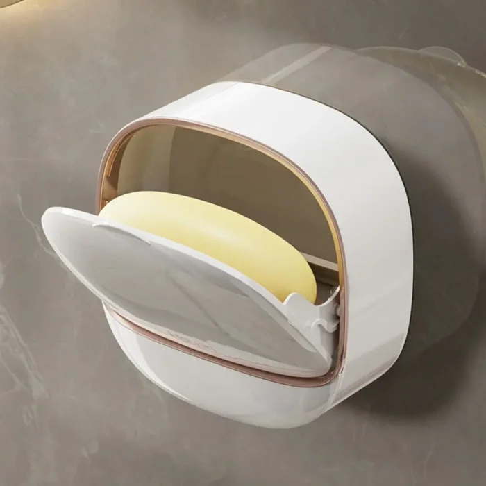 Wall Mounted Soap Dish With Drainage Box Waterproof Punch-Free Bathroom Drain Soap Box Soap Storage Case Bathroom Accessories - Image 6