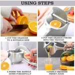 Stainless Steel Manual Citrus Juicer | Quick Juice Extractor with Slag-Juice Separation for Oranges/Lemons - Image 3