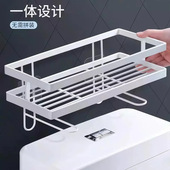 No Drill Toilet Storage Rack – Single Tier Metal Bathroom Organizer Shelf - Image 3