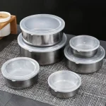 5pcs Stainless Steel Salad Bowl Set with Lid 230/400/600/1000/1200ML Food Storage Container Rust Resistant Fresh Keeping - Image 3