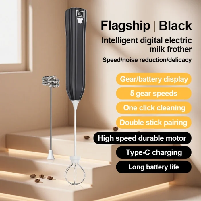 Wireless Electric Milk Frother 5 Speed – Type-C Rechargeable Milk Foamer - Image 9