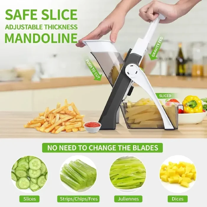 5 in 1 Vegetable Cutter Multifunctional  – Stainless Steel Grater, Slicer, Dicer & Chopper - Image 5