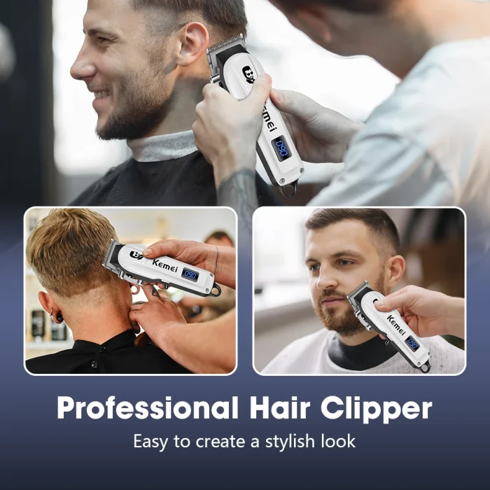 Kemei 2290 2293 Professional Cordless Electric Hair Cutting Kit Hair Clipper Men Barber Fade Clipper and Zero Gapped Trimmer Set - Image 3