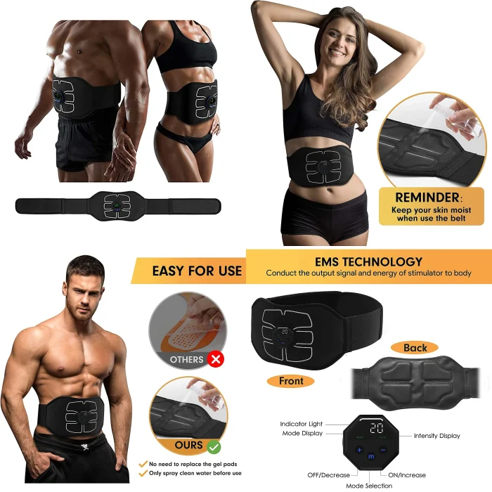 EMS Abdominal Massager Belt – USB Rechargeable Electric Waist Fitness Belt - Image 1