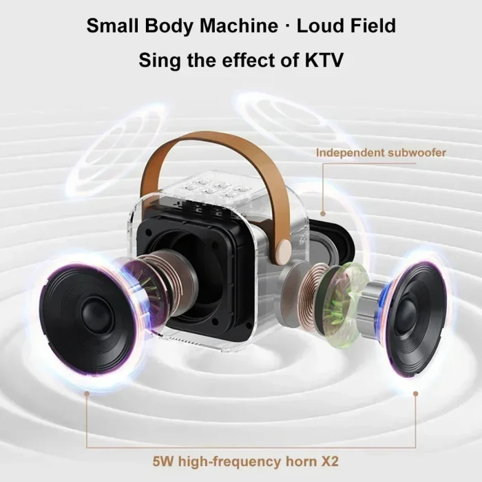 K12 Bluetooth Karaoke Machine – Portable 5W Speaker with Wireless Microphone & RGB Light - Image 5