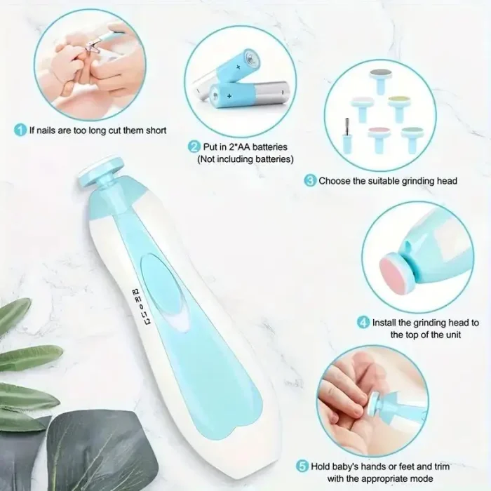 Manicure Suit Portable Grinder Electric Anti-scratch Six-in-one Multi-head Baby Nail Children Anti-meat Nail Clipping - Image 3