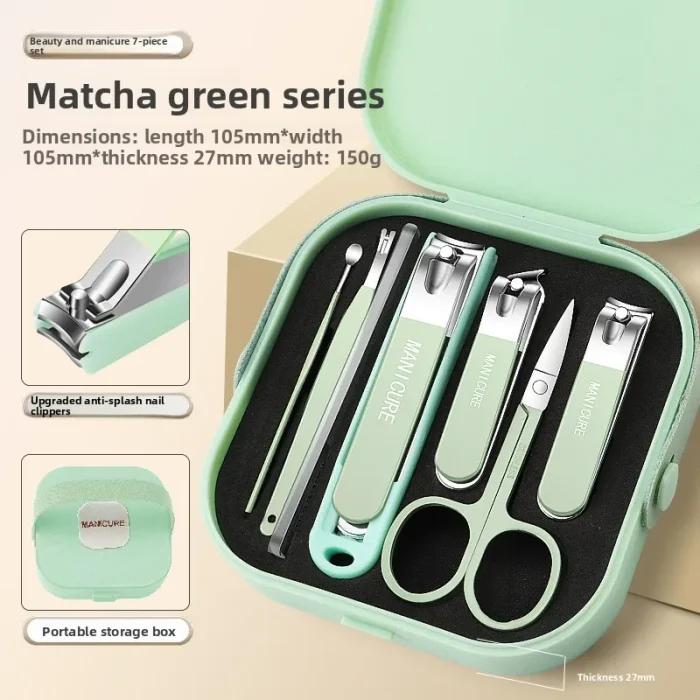 For Complete 7/8 Pcs Set Manicure Kit Nail Clippers with Clippers Cuticle Pusher & Trimmer Portable Gift For Women and Men - Image 14