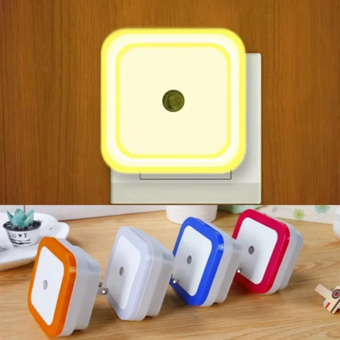 1-4pcs LED Wireless Sensor Night Light – Mini Square Automatic Light with EU/US Plug - Image 1