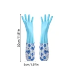 Floral Extra Long Rubber Dishwashing Gloves - Image 6