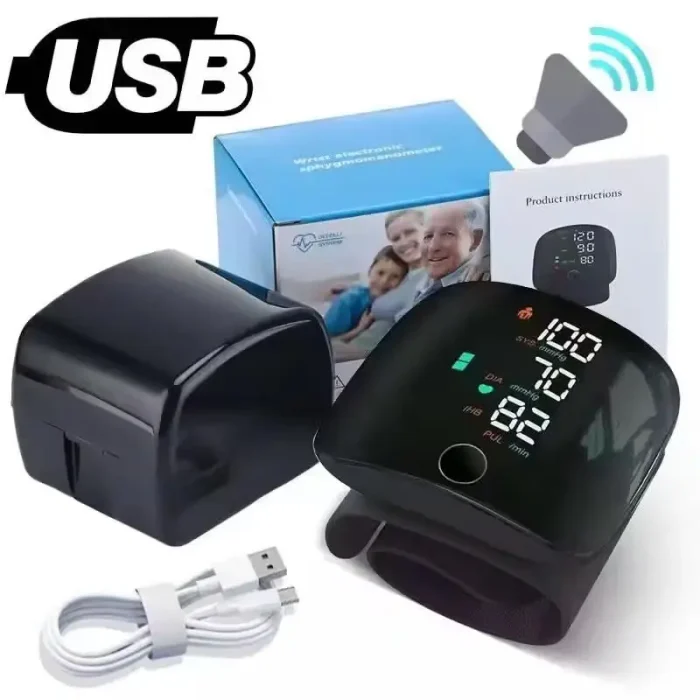1 Set Blood Pressure Monitor Digital One Button Automatic Wrist Voice Tonometers For Home Use - Image 6