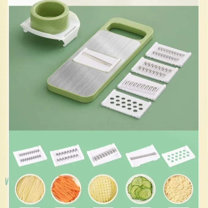 5 in 1 Vegetable Cutter Multifunctional  – Stainless Steel Manual Slicer, Grater & Chopper - Image 3