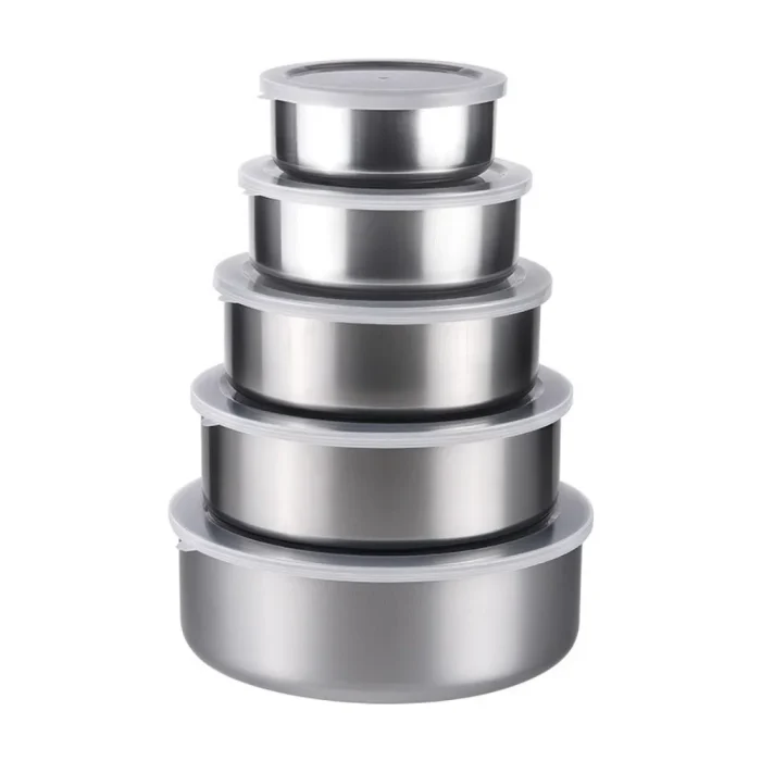 5pcs Stainless Steel Salad Bowl Set with Lid 230/400/600/1000/1200ML Food Storage Container Rust Resistant Fresh Keeping - Image 7