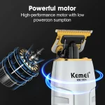 Kemei 2290 2293 Professional Cordless Electric Hair Cutting Kit Hair Clipper Men Barber Fade Clipper and Zero Gapped Trimmer Set - Image 6