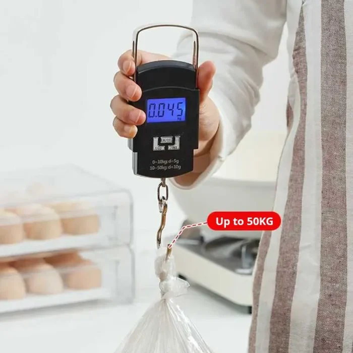 Portable Hanging Luggage Scale 50kg LCD Display Digital Travel Suitcase Baggage Weight Scale with Ruler - Image 1